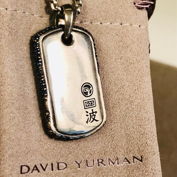 David Yurman Waves Blue Sapphire Tag & 22” Chain - Picture 4 of 10